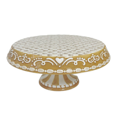 Mocha Check Gingerbread Pedestal Platter