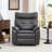 35.8" Wide Sleek Modern Top Genuine Leather Upholstered Power Recliner With Side Pocket & USB Port-1464310777