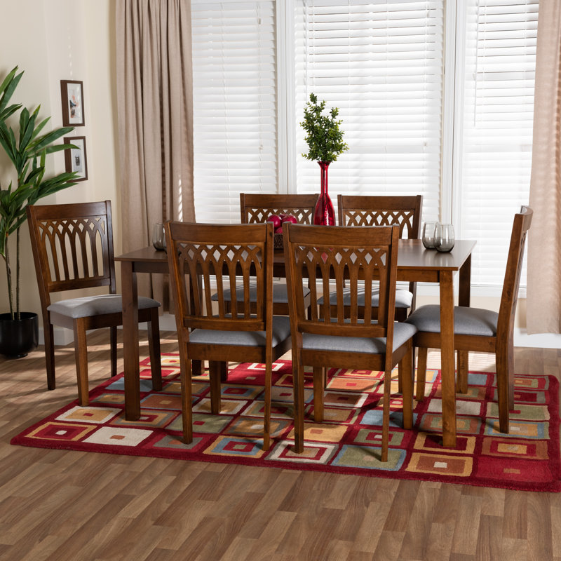Ensemble repas pour 6 personnes Leesville, Gris, Noyer brun