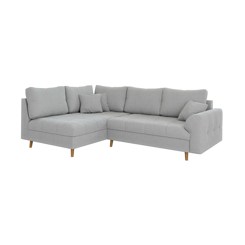 Luna 4 Seater Corduroy Corner Sofa , Left -sided, in Grey