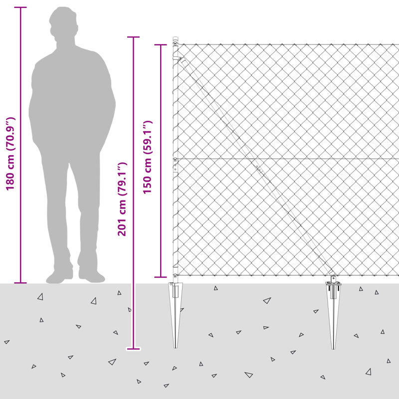 Galvanized Steel Fence Panels, Green, 150cm H x 1000cm W