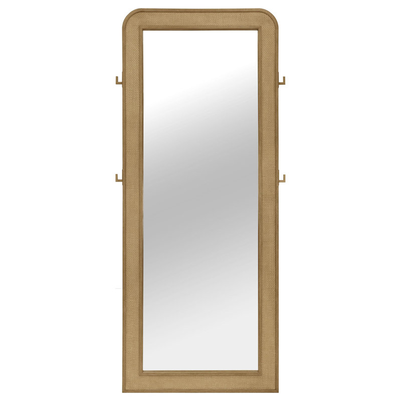 Beige Sand Wash Wood Full Length Freestanding Mirror