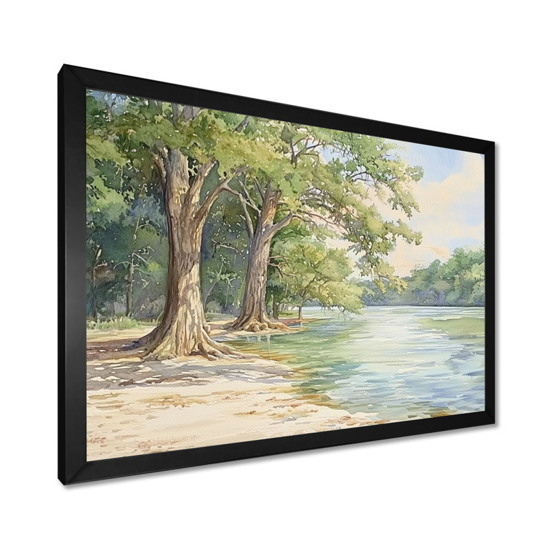 «Brazos River In Texas II - Texas», reproduction sur toile, Reproduction encadrée d'une seule photo sans pass, Noir
