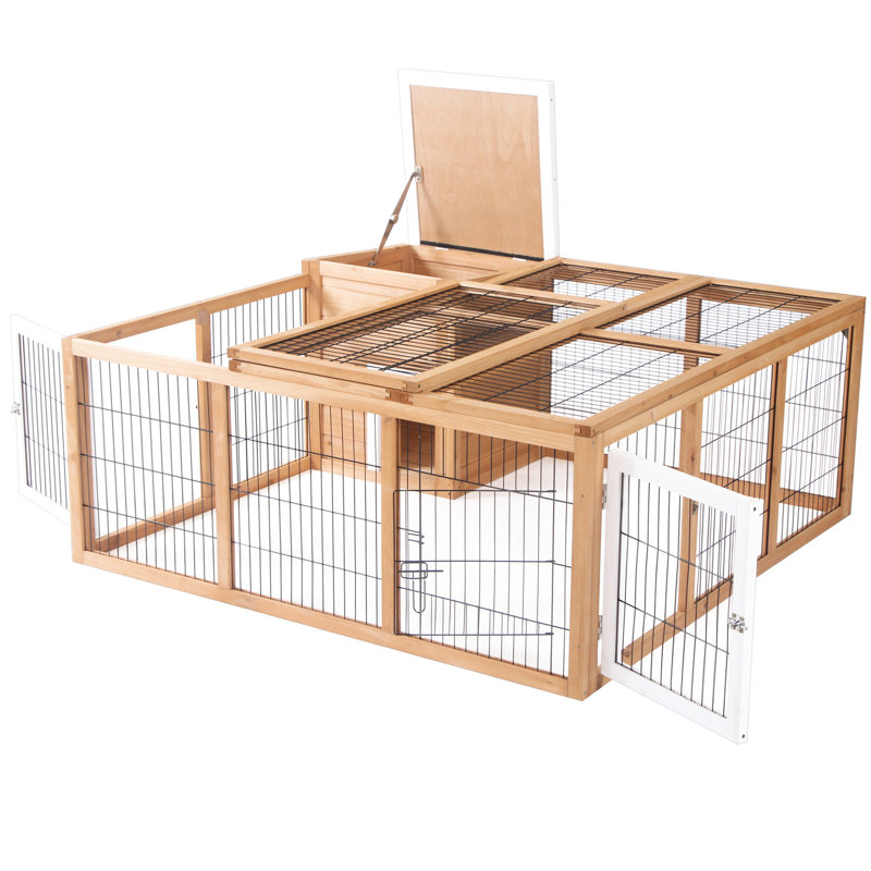 Lapin avec maison principale ouvrable, imperméable pour l'intérieur et l'extérieur, trois portes de ventilation pour petits animaux, cage soigneusement fabriquée, trappe de porte avant, utilisation extérieure