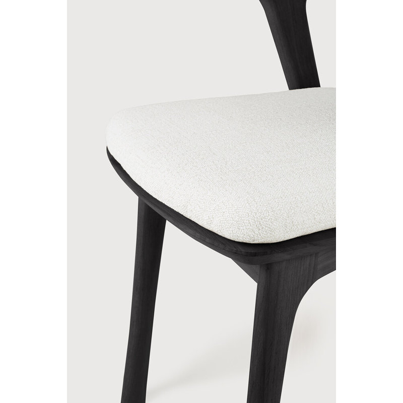 Bok Outdoor Dining Side Chair, Teak Black Frame/Off White Cishion