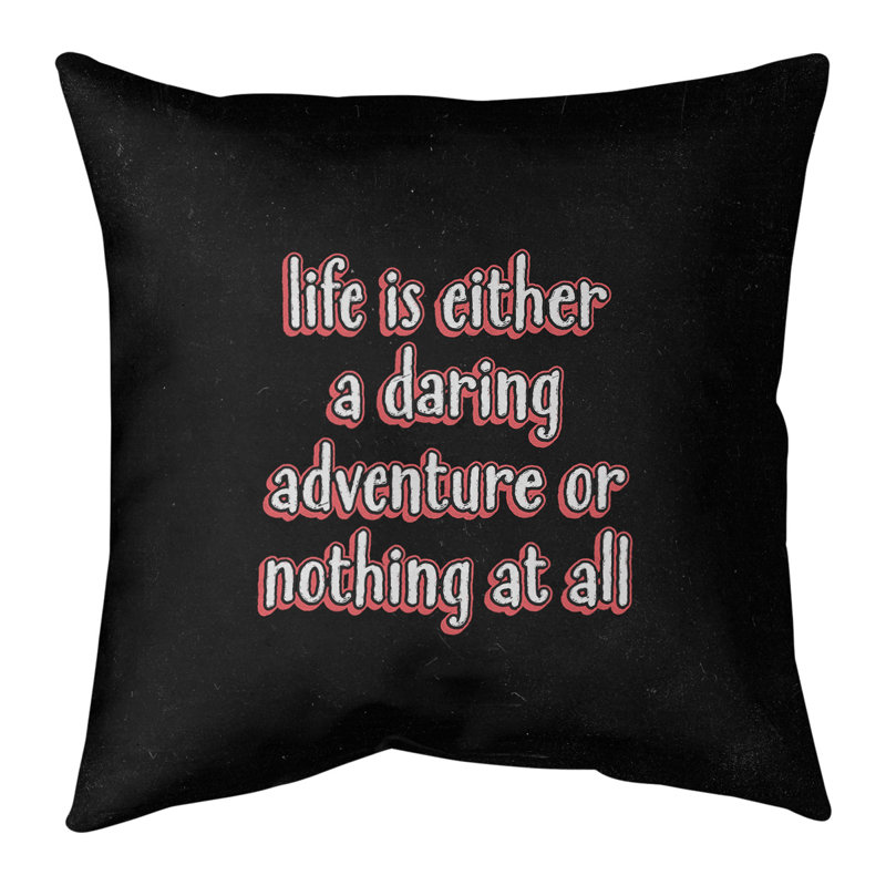 Coussin Life Life, 16 po x 1 po, Rouge, Polyester/ Bourre en polyester