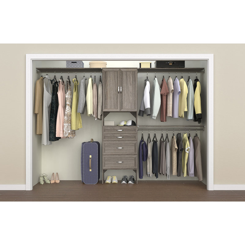 Système d'organisation pour garde-robe avec tiroirs et portes l 84 po à l 120 po SuiteSymphony, Gris graphite