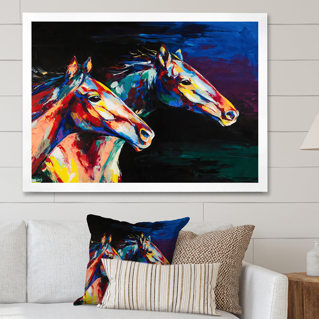 " Colorful Horses Brush Portrait " Charlton Home®