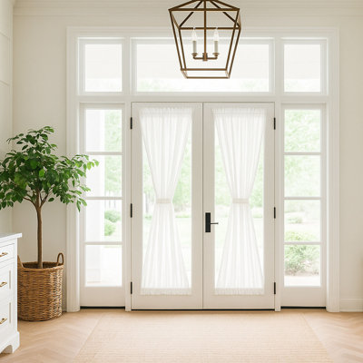  Rideaux de porte française non transparents, panneaux de fenêtre semi-transparents avec passe-tringle filtrant la lumière, 2 panneaux