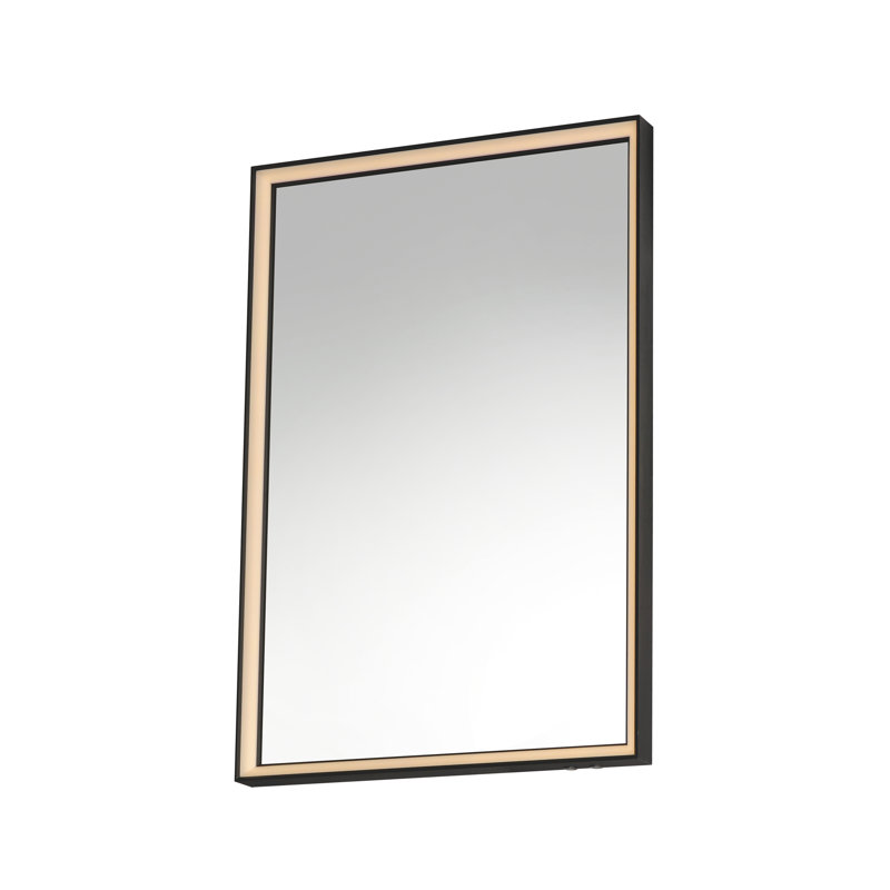 Miroir biseauté à DEL, Or/noir, 30 po x 24 po