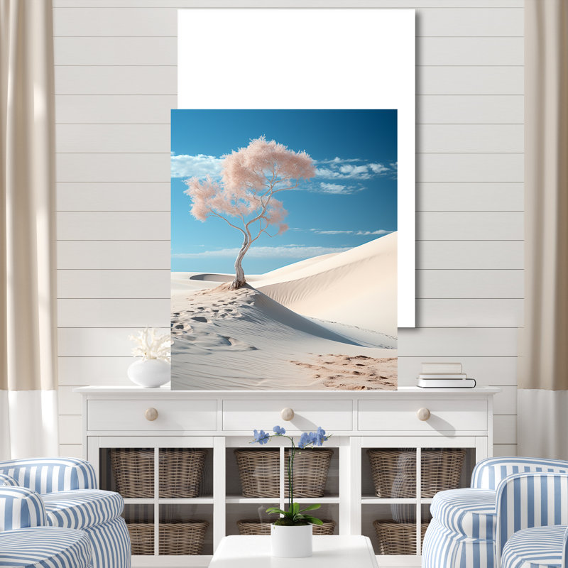 Arbre sur une dune blanche sur toile, H 32 po x l 16 po x P 1 po, Toile tendue