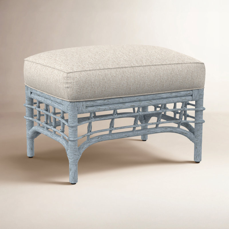 Bridgehampton Ottoman, Snow Crypton Performance; 0884-91, Sea Glass