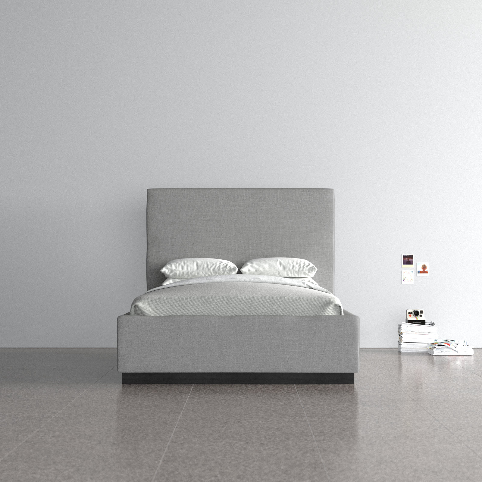 Citori Linen Upholstered Bed, Grey Linen Textured Fabric, Full / Double