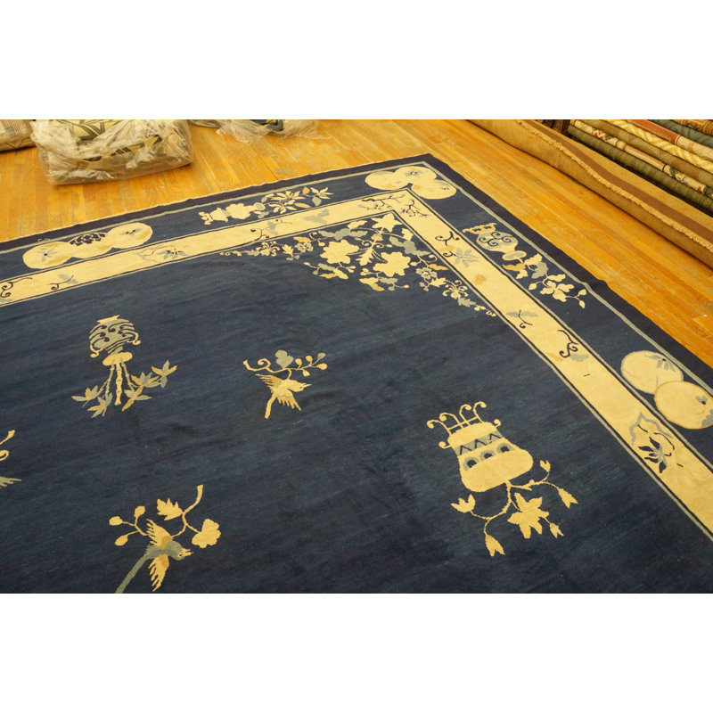 Antique Peking Chinese Allover Navy 1890s Rug