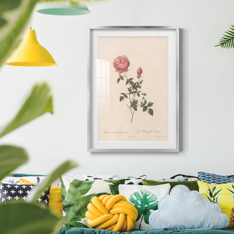 Imprimé floral rétro CXL III - impression encadrée, Argent