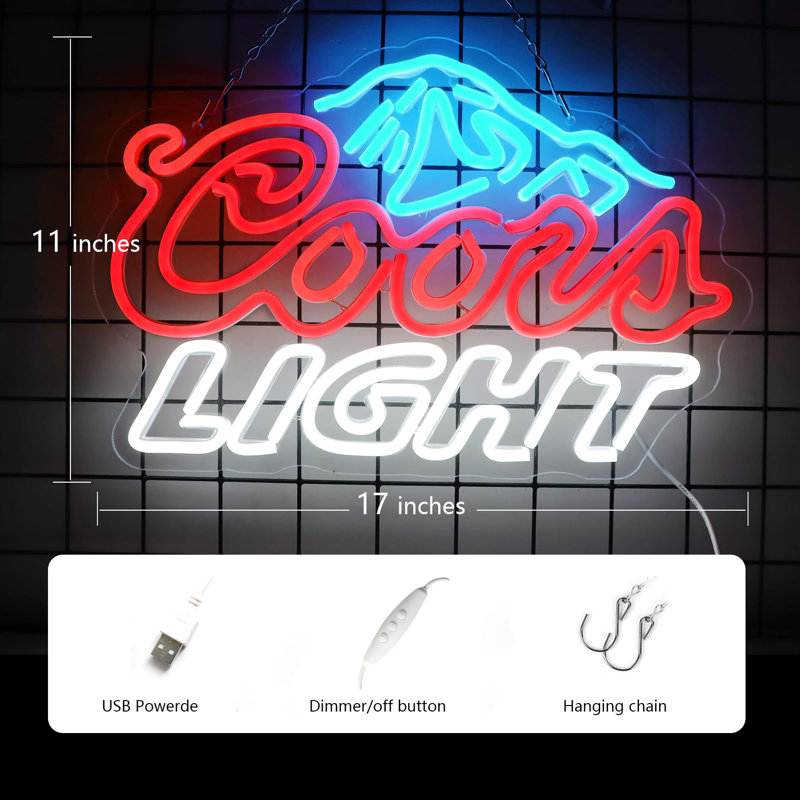 Enseignes au néon pour décoration murale Enseignes au néon pour chambre à coucher, enseignes à DEL convenant à un bar-pub, restaurant, fête d'anniversaire, cadeau, art mural, enseigne lumineuse à DEL Crs, puissance 5V USB, 17 * 11 pouces (azur + r