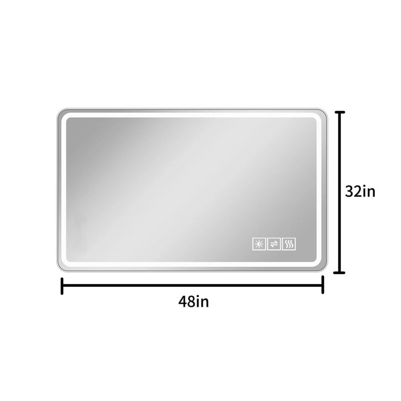 Miroir de salle de bain avec lumières à DEL avant et rétro-éclairé, anti-buée pour miroir mural, 3 couleurs et 5 niveaux de luminosité, horizontal / vertical