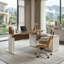 Ashantey 60" L-Shaped Executive Electric Standing Desk with Fluted Roman Legs, Privacy Modesty Panel and Wire-125361232
