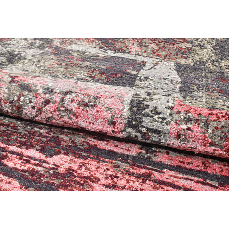 Hand Knotted Area Rug in Gray/Brown/Pink/Ivory, Rectangle 8' x 10'