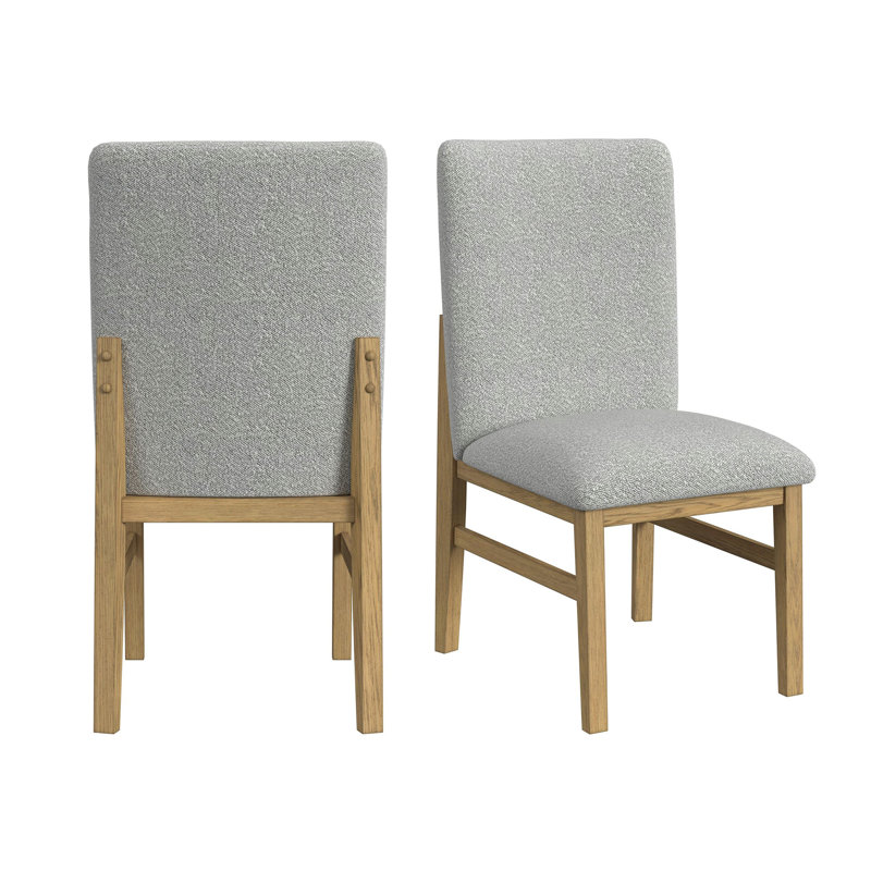  Chaise d'appoint de salle à manger à dossier carré avec tissu gris naturel Canal (2 par carton)