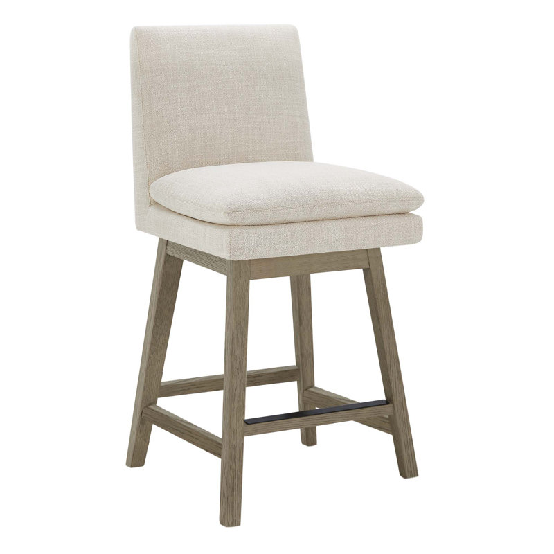 Bethea Upholstered Swivel Counter Stool, Effie Linen Performance Linen