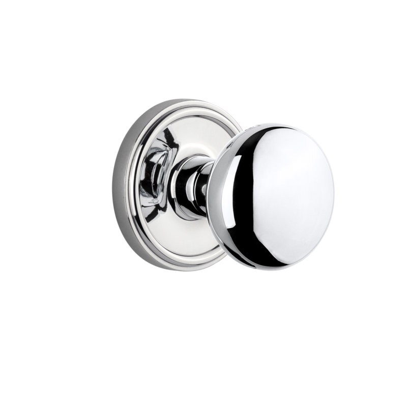 Grandeur Georgetown Rosette Passage with Fifth Avenue Door Knob, Bright Chrome, 2 3/8"