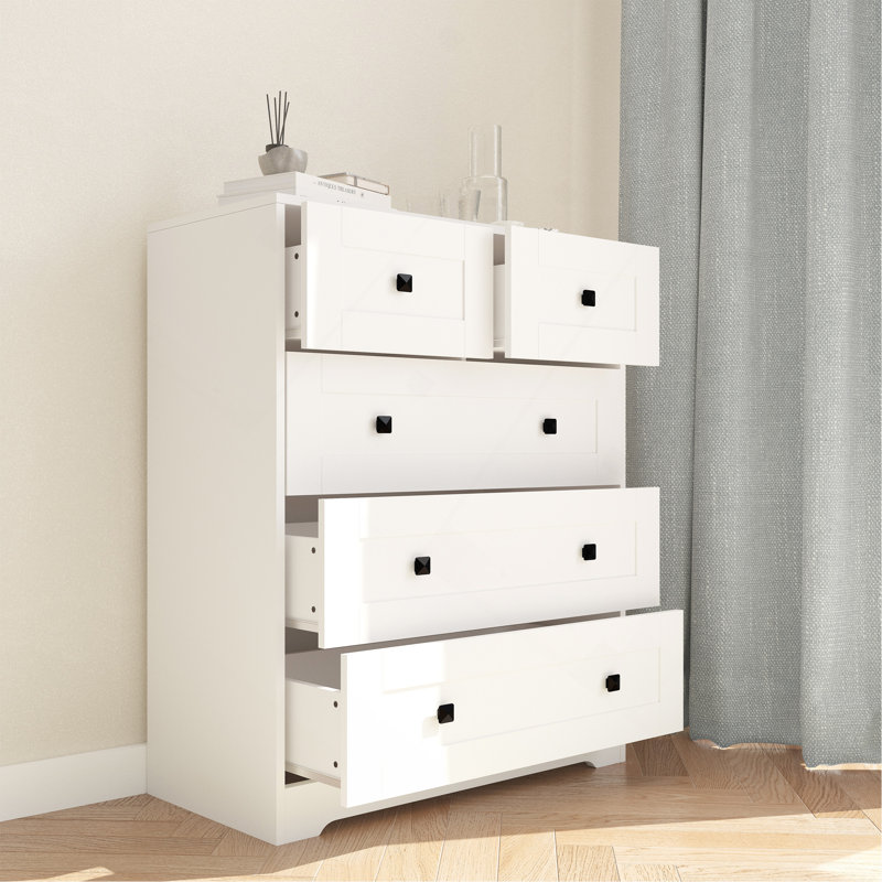 Commode à 5 tiroirs de couleur blanche