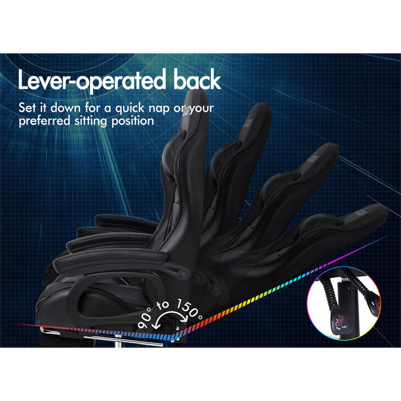 Metro Lane Gaming Chair with Headrest, Black