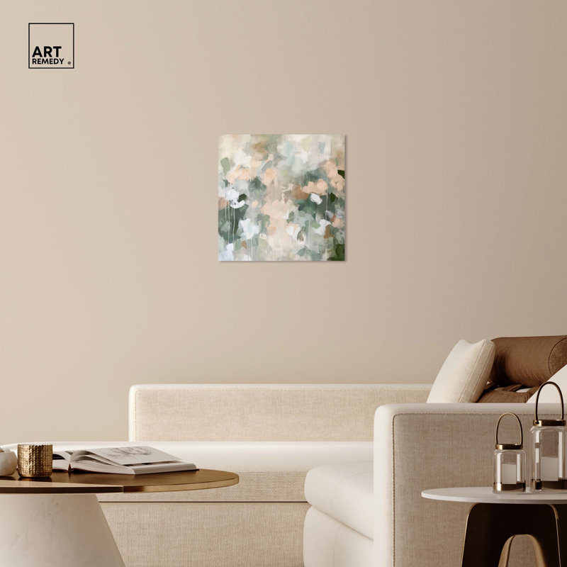 Earth & Emerald Rhythm Canvas Minimal Abstracts by Art Remedy, 24" H x 24" W x 1.5" D, Wrapped Canvas
