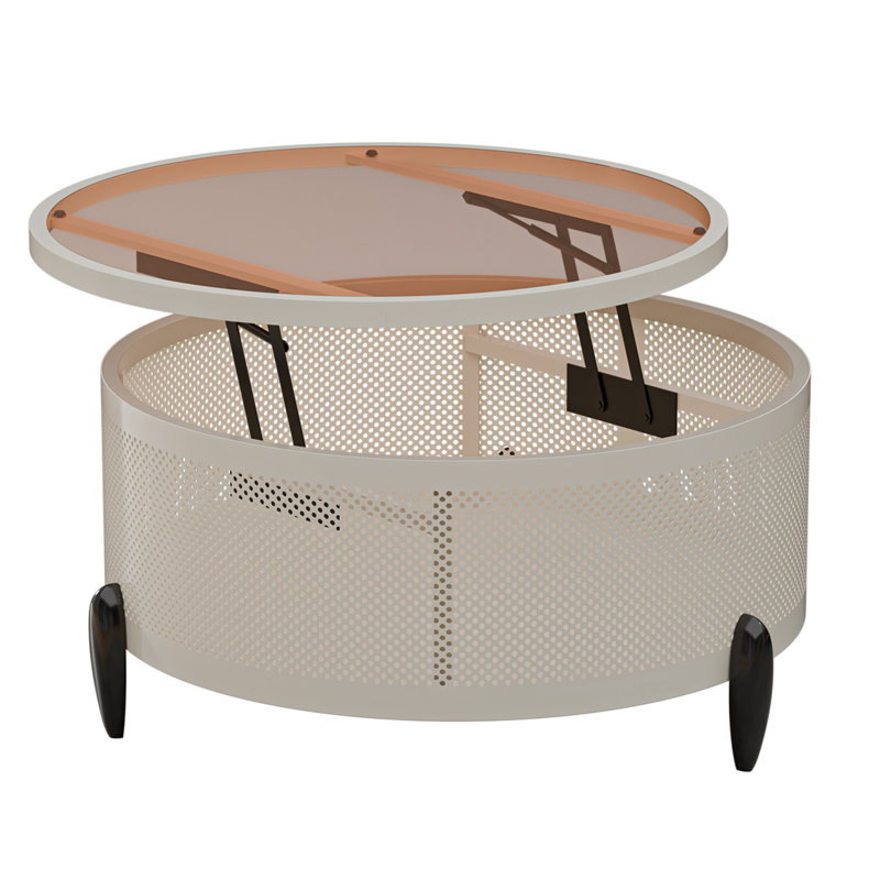  Lift Top Coffee Table, Adjustable Height Lift Table for Living Room, Sturdy Metal Frame, Easy Lift Mechanism, White