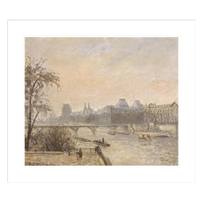 «La seine et le Louvre» par Camille Pissarro, impression giclée sur cadre, H 23,5 po x l 26,84 po