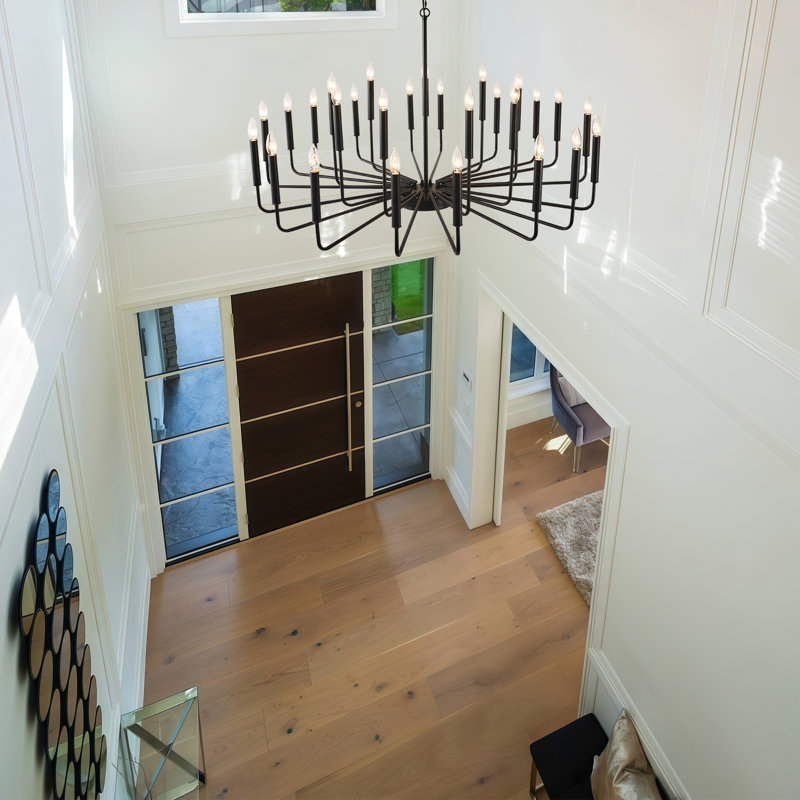 Black Metal Chandelier For Dining Room Light Fixtures, 27-Light Modern Farmhouse Candle Hanging Pendant Light For Living Room Entryway Foyer Bedroom