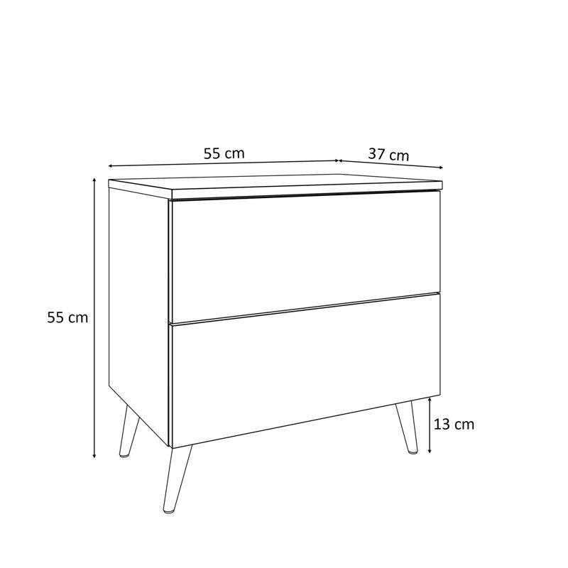 Ovolo 55cm W Bedside Table, Black