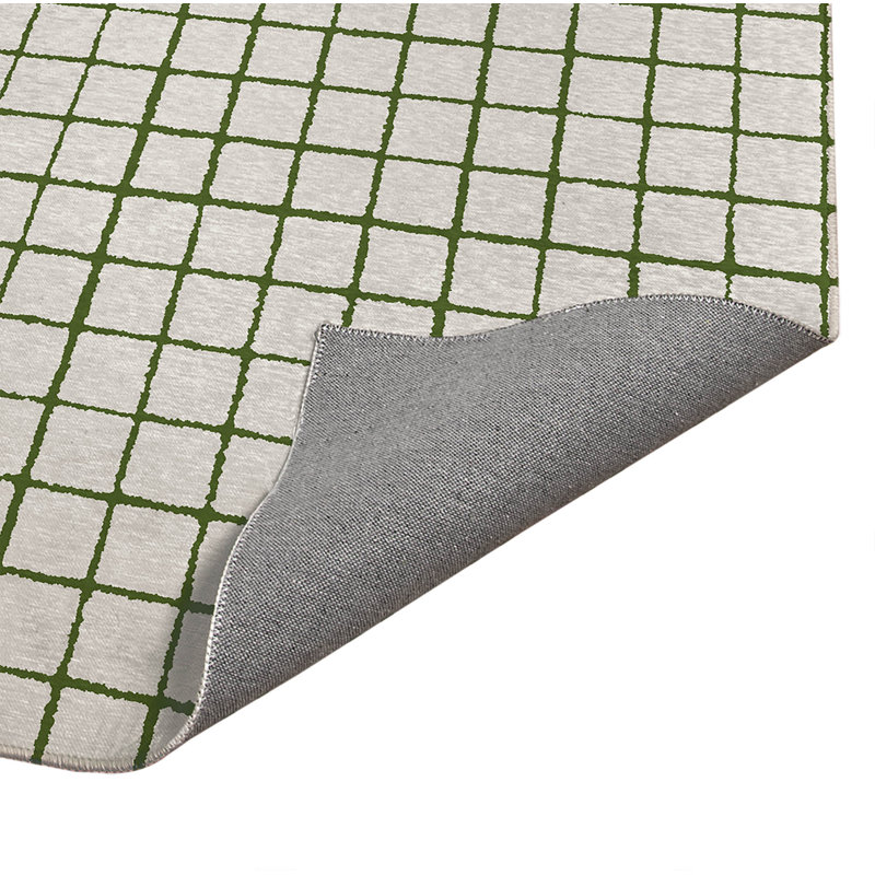 Tapis de cuisine Rebar, Rectangle 5' x 7', Vert olive géométrique