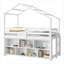 Lit mezzanine simple avec structure de toit, étagère de rangement sous le lit, garde-corps, échelle-1872914391