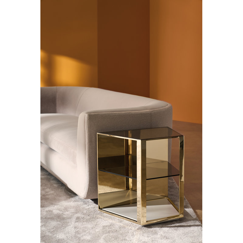 Gold and Glass Contemporary Free Form End Table