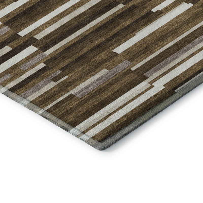 Premium Machine Washable Prisco Brown Rug, Rectangle 1'8" x 2'6"