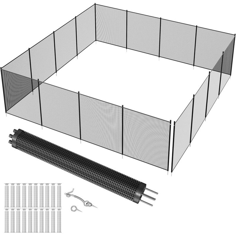 4 X 48 FT/122cm x1463cm Swimming Pool Fences for Inground Pools, Easy DIY Installation Pool Fence with Stainless Steel Legs, 340 GMS Teslin PVC Mesh