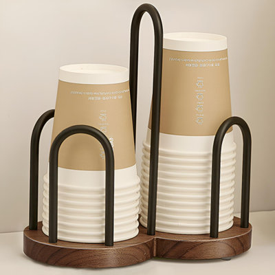 Porte-gobelet en noyer noir clair de luxe clair | Porte-gobelet en papier | Support de rangement pour tasse à thé à l'épreuve de l'humidité | Convient à la maison et au bureau