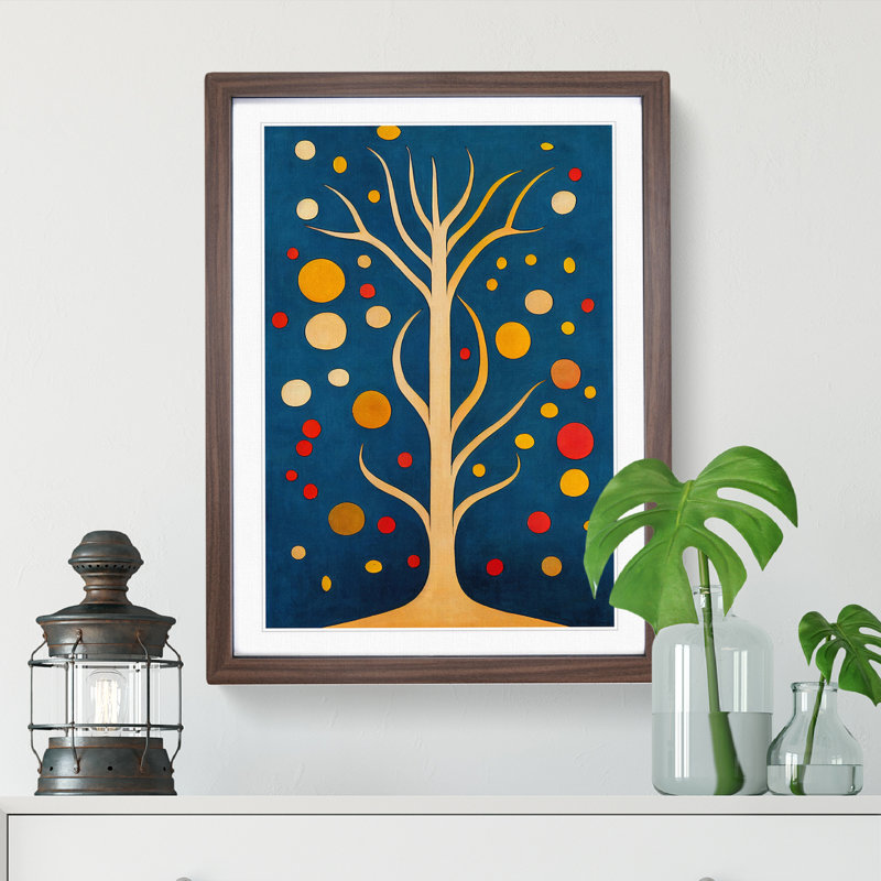 Bold Abstract Tree No.3 - Single Picture Frame Painting, 46cm H x 34cm W x 2cm D, Walnut