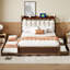 Grand lit plateforme en bois avec 2 grands tiroirs, lit gigogne simple TG, 1 ensemble de prises et ports USB-995182858