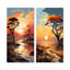 Coucher de soleil africain «Savanna Harmony I», ensemble de 2 impressions sur toile-462577483-462577484