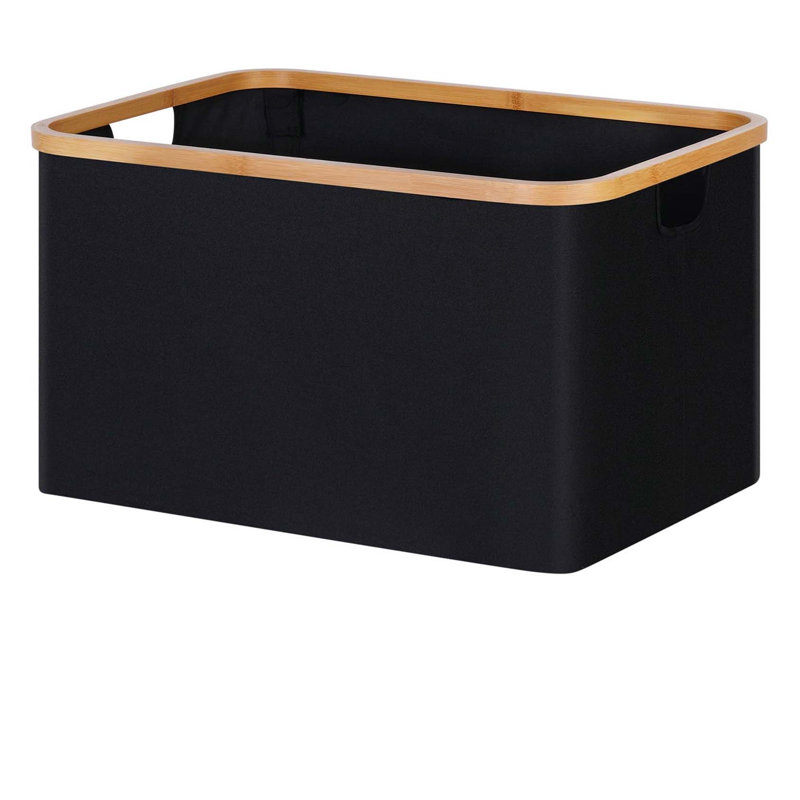 Bhargava Laundry Basket with Handles, Black, 30 x 54 x 37