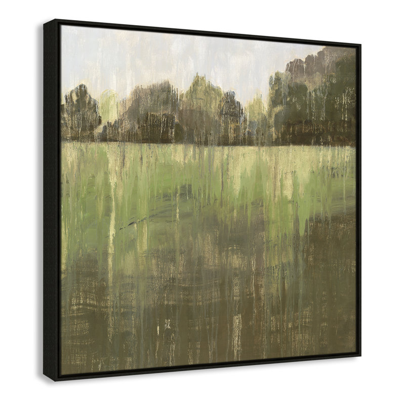 Champ vert II - reproduction d'art, H 37,5 po x l 37,5 po x P 2 po, Toile avec cadre espresso