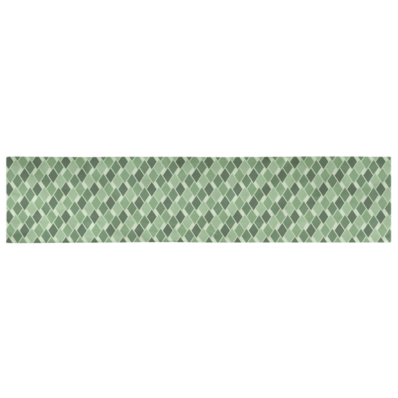 Chemin de table diamants rétro Avicia, 73,5 po x 17,5 po, Vert, Coton