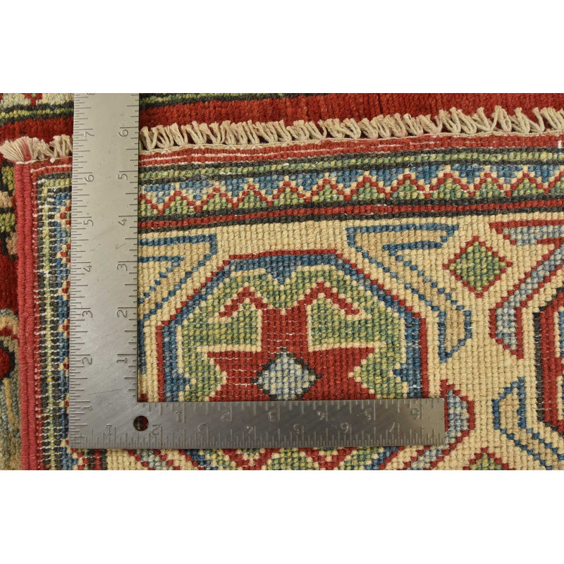 Tapis rouge nouvel âge en laine 5 pi 3 po x 6 pi 6 po Gurjant