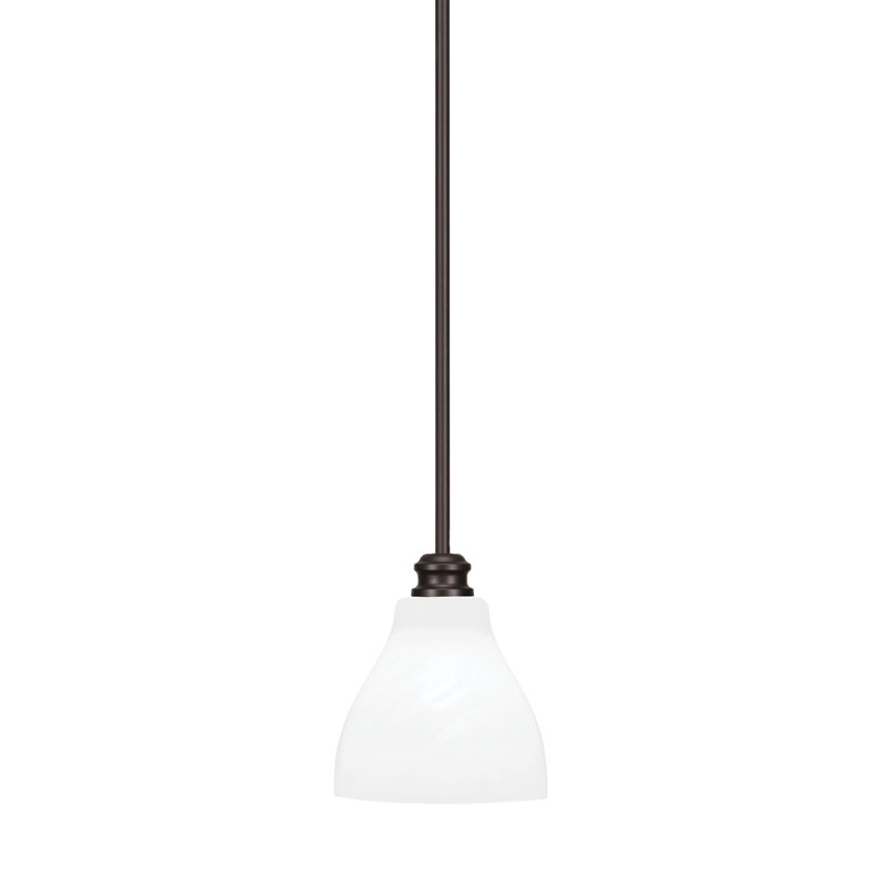 Mini-luminaire suspendu avec tige Edge et verre marbré blanc 6,25 po, Espresso