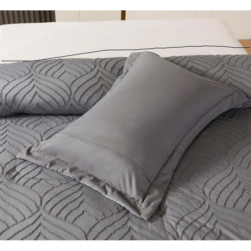 Microfiber Bedspread with Pillow Shams Included, Grey