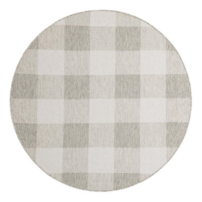 Tereon Checkered Machine Made Power Loom Polypropylene Plastic Indoor/Outdoor Area Rug in Gray