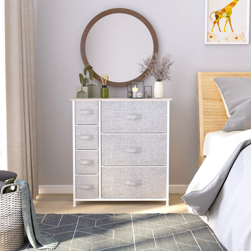 Fanchette 7 Drawer Storage Drawer, Light Grey/White